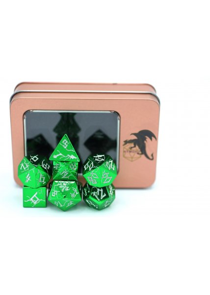 Solid Metal RPG Dice Set - Green Barbarian